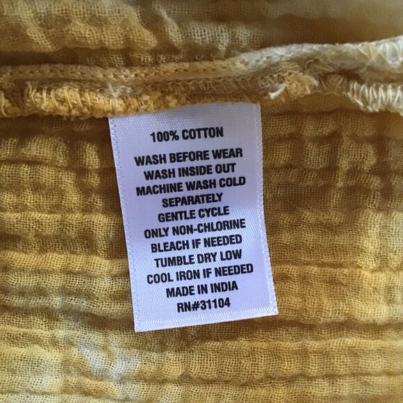 Wonderly Yellow Tie Dye Top XL V Neck Short Sleeve Cotton Gauze NWOT - Picture 6 of 6